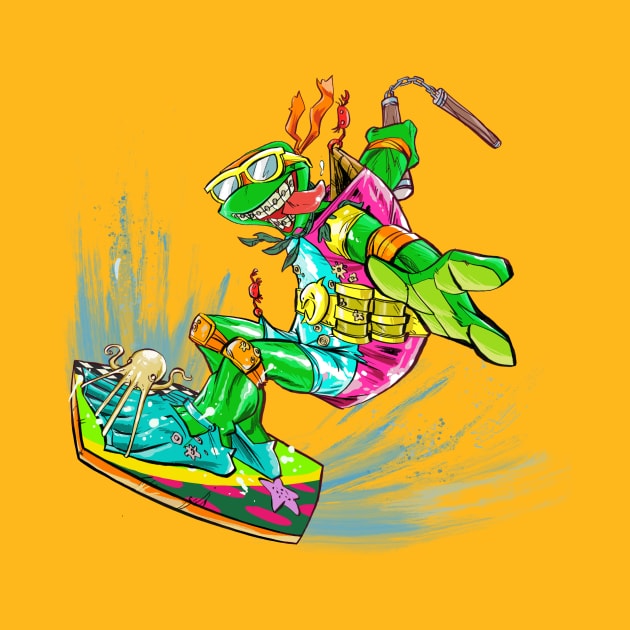 TMNT Sewer Surfing Mikey by markodjeska