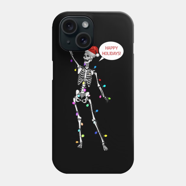 Happy holidays skeleton with garland Phone Case by Meakm