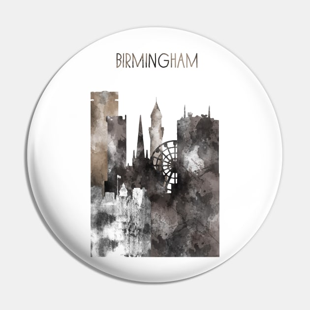 Birmingham Skyline Pin by RosaliArt