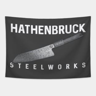 Hathenbruck Steelworks Damascus Bunka White lettering Tapestry