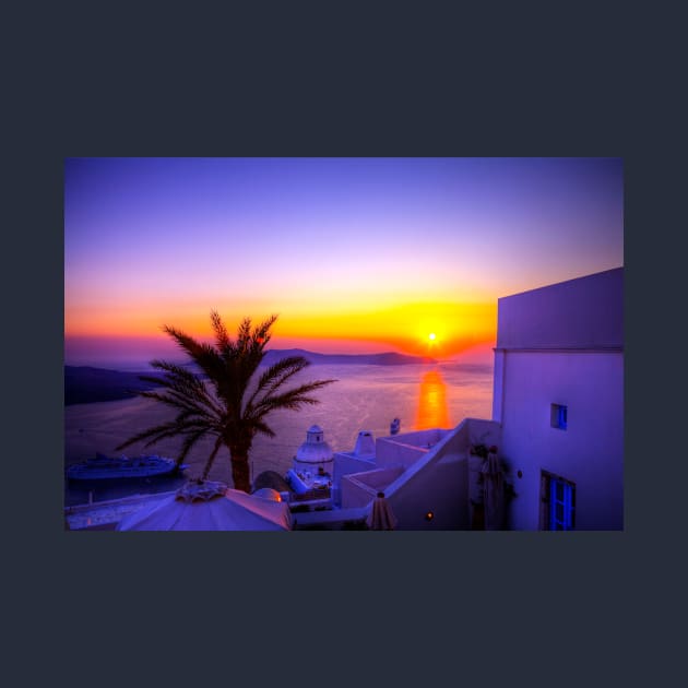 Purple Sunset In Santorini by tommysphotos