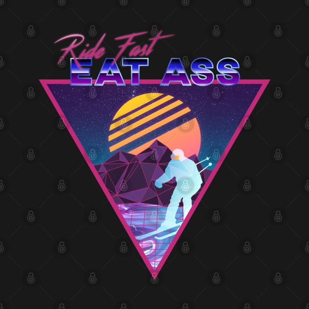 Retro Vaporwave Ski Mountain | Ride Fast Eat Ass | Shirts, Stickers, and More! by KlehmInTime