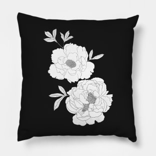 Black Peony Pattern Pillow