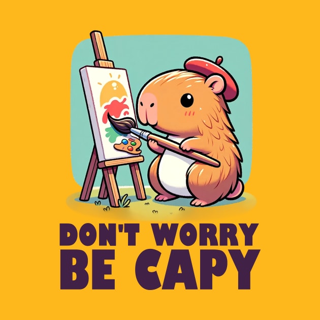 Don't Worry Be Capy - Capybara Painting by Threadtopia