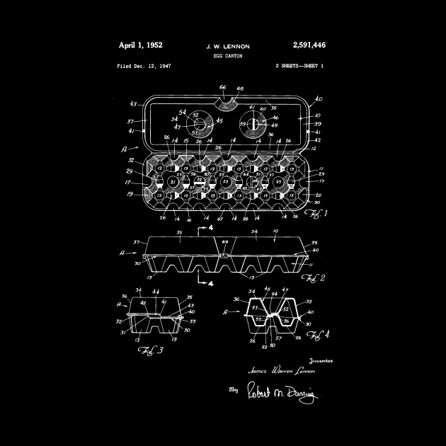 Egg carton patent drawing print, Bakery art by Anodyle