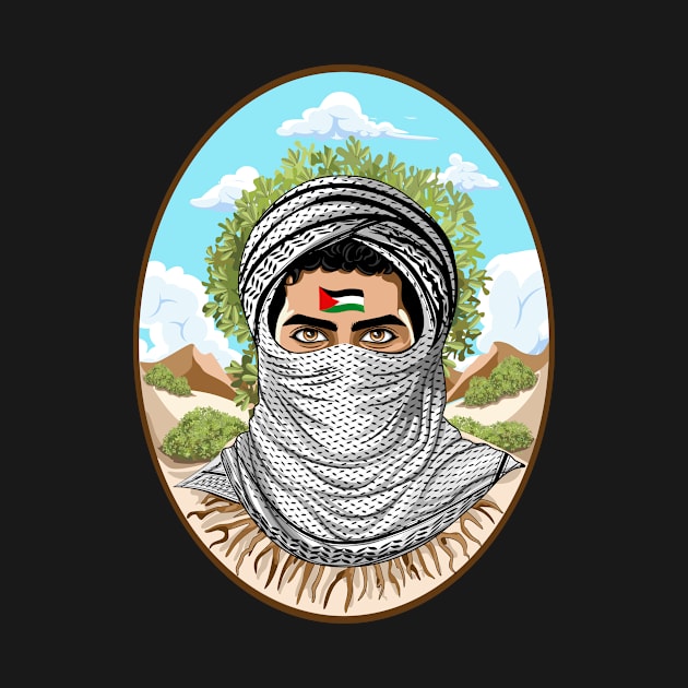 Palestine Freedom Fighter Portrait by BluedarkArt