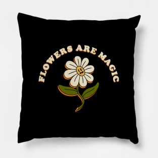 Retro Flowers are Magic 70s Pillow