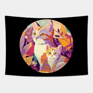 Happy Cat Mom Colorful Cat Lover Tapestry