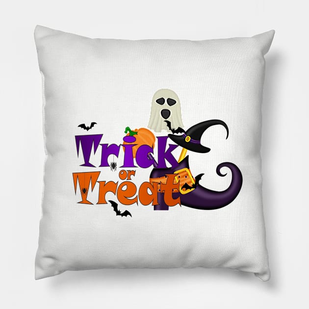 Cute Trick or Treat Graphic Haunted Witches Shoe Pillow by dcohea