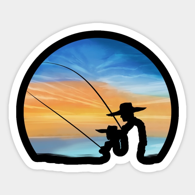 Fishing together - Father and Son - Father And Son - Sticker