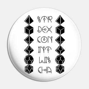 Character Abilities - Dungeons and Dragons Dice Pin