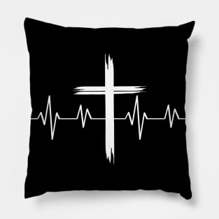 heartbeat cross Pillow