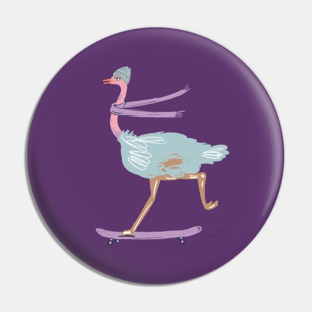 Ostrich Skater Pin by Das Brooklyn