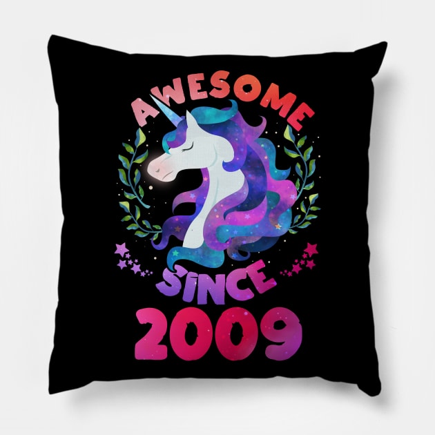 Cute Awesome Unicorn Since 2009 Funny Gift Pillow by saugiohoc994