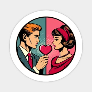 valentines day retro couple Magnet