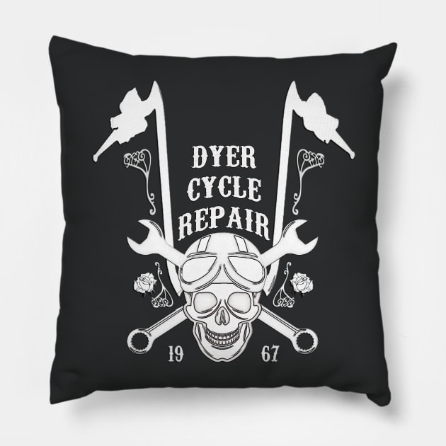 Dyer Cycle Ape Hangers Pillow by MotoGirl