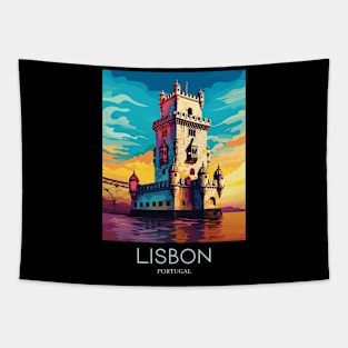 A Pop Art Travel Print of Lisbon - Portugal Tapestry