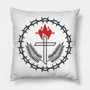 The cross of Jesus framed with a crown of thorns Pillow