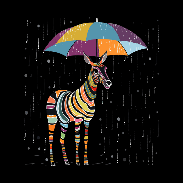 Okapi Rainy Day With Umbrella by JH Mart