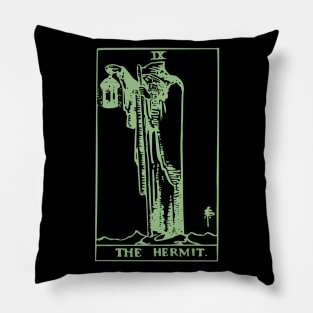 The Hermit Tarot Card Classic Occult White on Black Zed Lep Green Print Gothic Retro Tee Shirt Mug Sticker + More Pillow