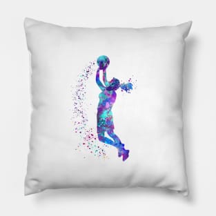 Girl Basketball Player Shooter Watercolor Sport Gift Pillow