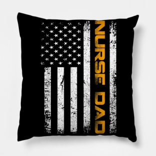 Vintage USA Nurse Dad American Flag Funny Father's Day Gift Pillow
