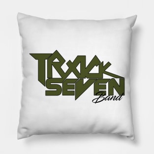 Olive Track Seven Band Logo with Black Outline Pillow