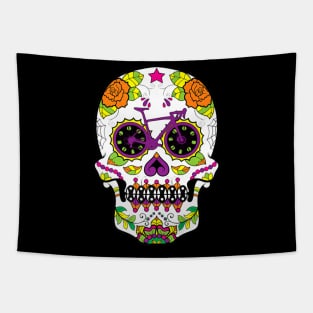 Cycling Skull Floral Skeleton Tapestry