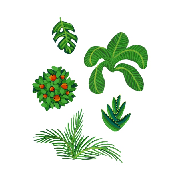 Little Gouache Tropical Plants by paintedpansy