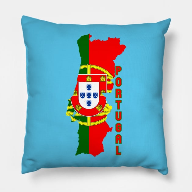 Portugal flag & map Pillow by Travellers