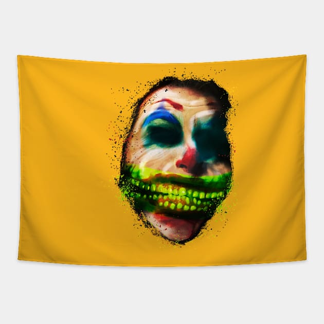 Can’t Sleep Scary Clown Smiling Green Teeth Halloween Tapestry by ScaryClownShoppe