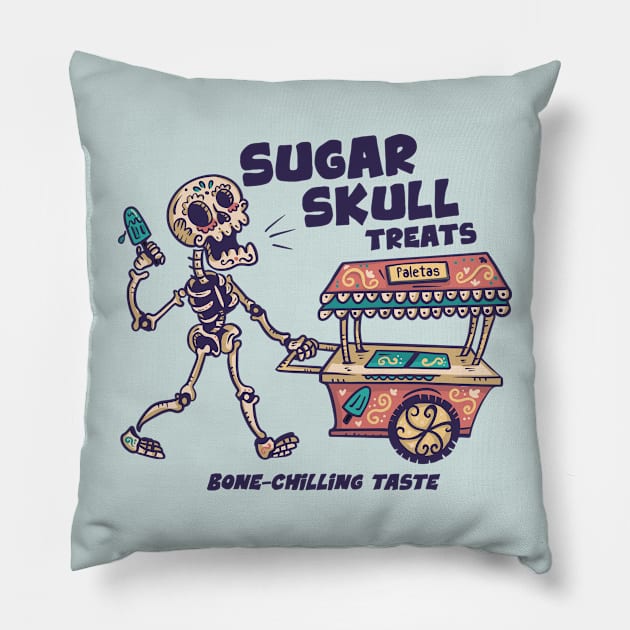 Sugar Skull Treats // Funny Day of the Dead Ice Cream Cart Pillow by SLAG_Creative