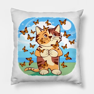 Kitten with Butterflies Pillow