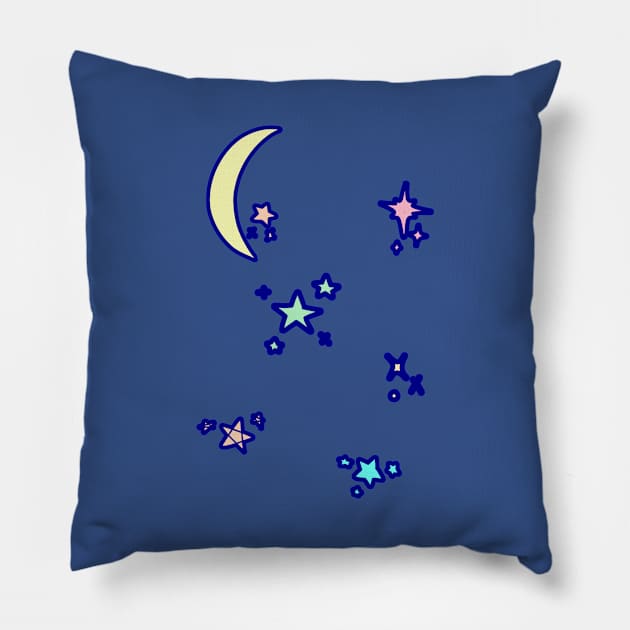 Moon and Stars Pillow by saradaboru