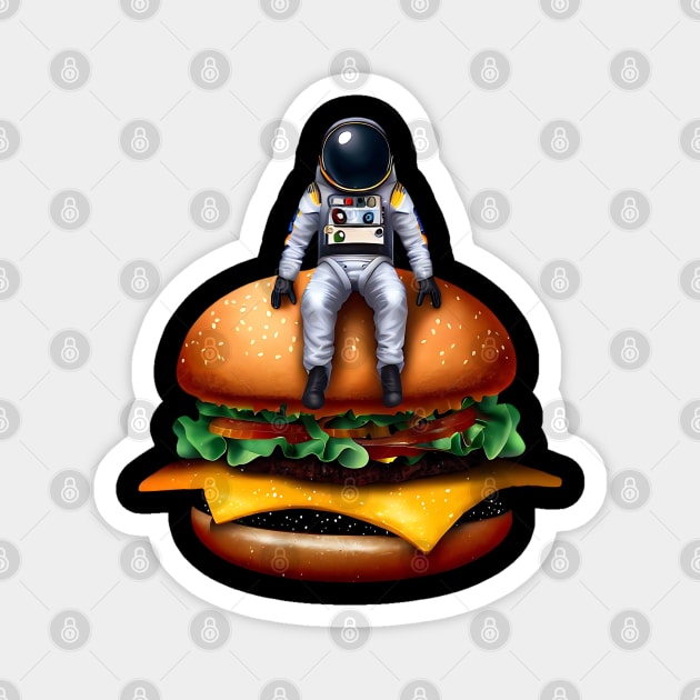 Space astronaut cheeseburger Magnet by FromBerlinGift