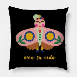 Cute Frida kahlo butterfly summer colorful flowers viva la vida Pillow