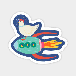 Rocketship Chicken Magnet