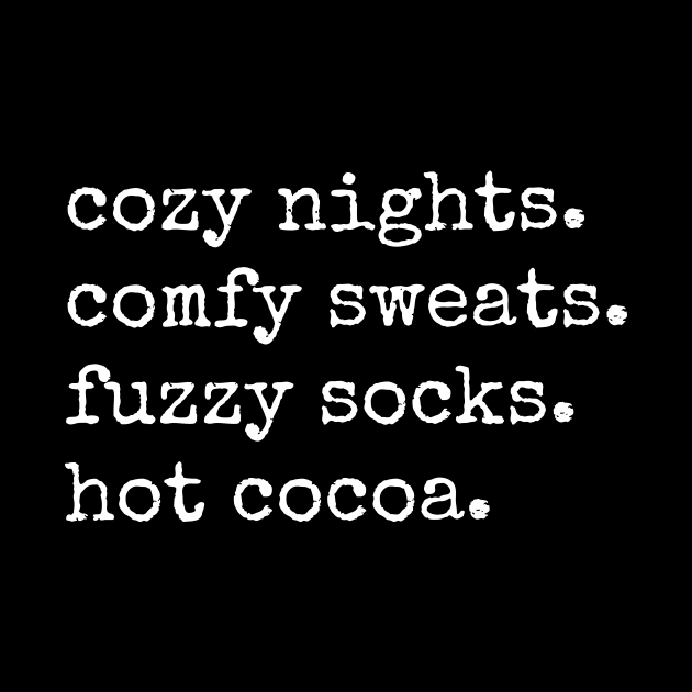 cozy nights comfy sweats fuzzy socks hot cocoa by martinroj