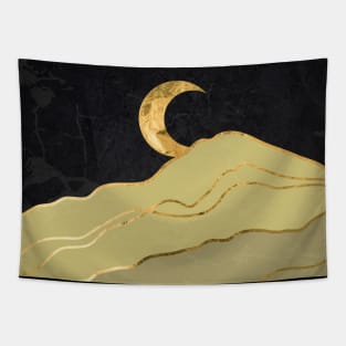 Gold landscape with moon #6 Tapestry