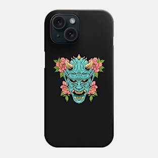 oni mask red green flower leaf skull Phone Case