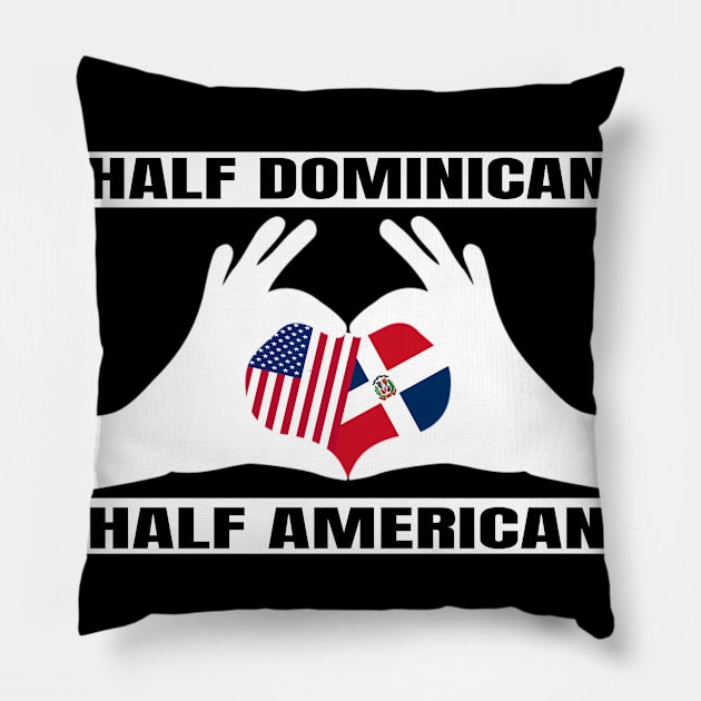 Half American Half Dominican Heritage Dominican Republic Roots & USA DNA Family Flag Design Pillow by OriginalGiftsIdeas