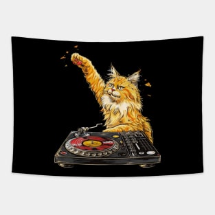 Cat DJ Vibing Tapestry