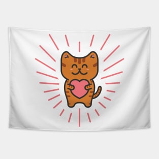 Cute Ginger Tabby Love Cat Tapestry