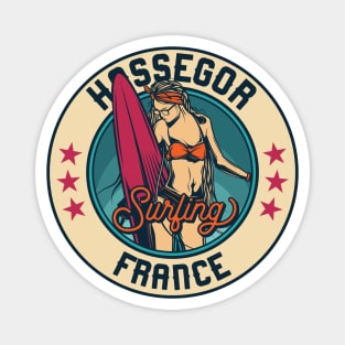 Vintage Surfing Badge for Hossegor, France Magnet
