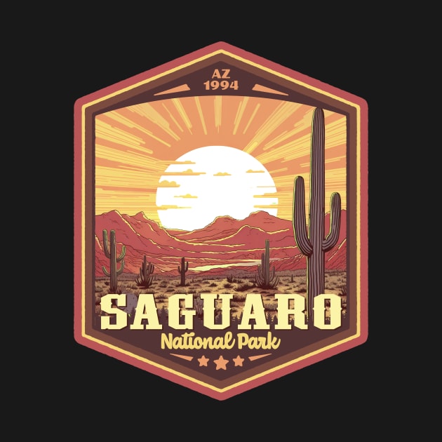 Saguaro National Park Vintage WPA Style Outdoor Badge by GIANTSTEPDESIGN