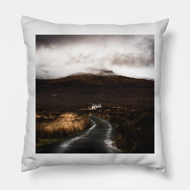 Moody Road Leading to The Cabin Isle of Skye Scotland Pillow by Danny Wanders