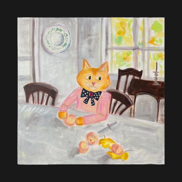 Cat with peaches sticker by Judinart