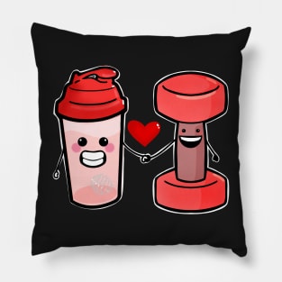 Cute Protein Shaker And weights Valentines Day Pillow