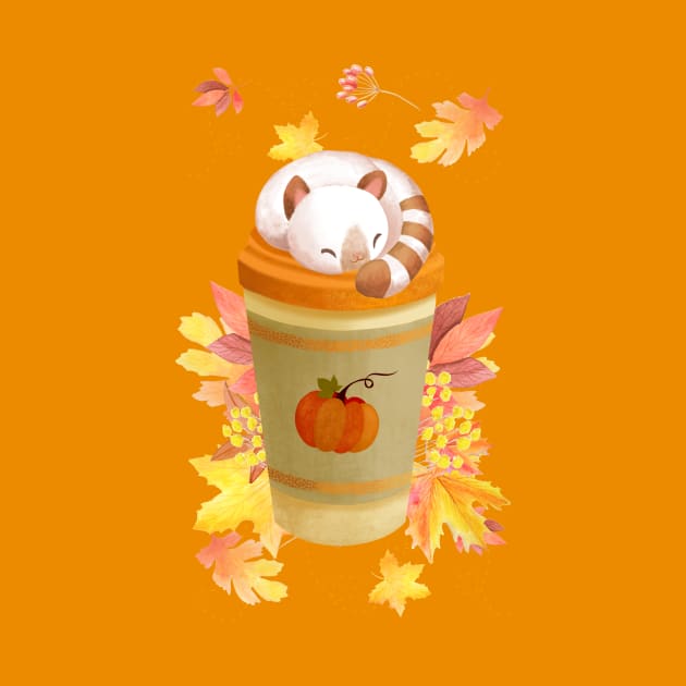 Hello Autumn Coffee Kitten by LittleBunnySunshine