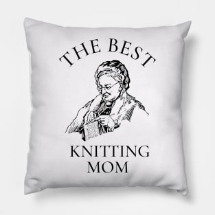 THE BEST KNITTING CRAFTS MOM LINE ART SIMPLE VECTOR STYLE, MOTHER OLD TIMES Pillow